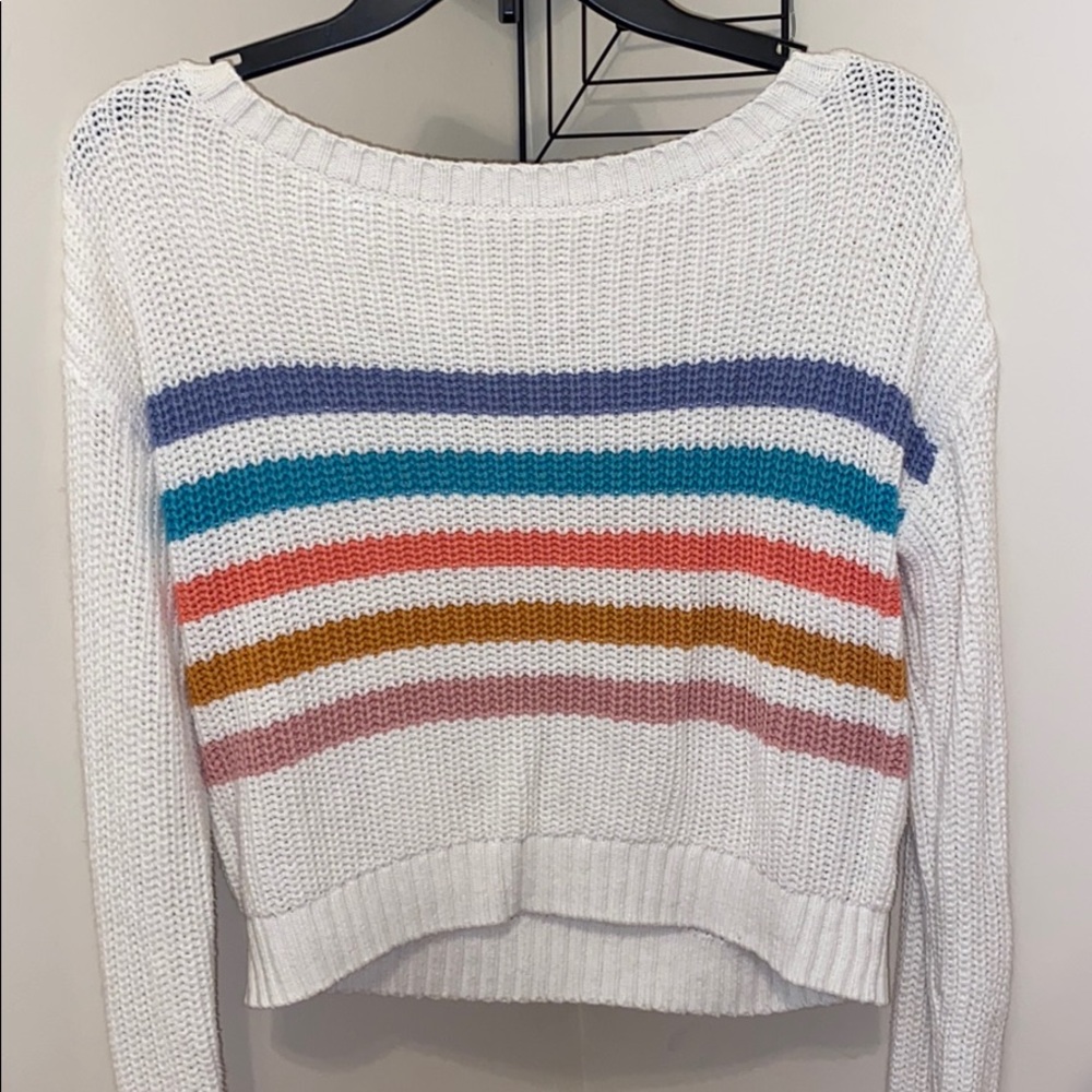 Aeropostale Girls' Striped Drop-Shoulder Sweater